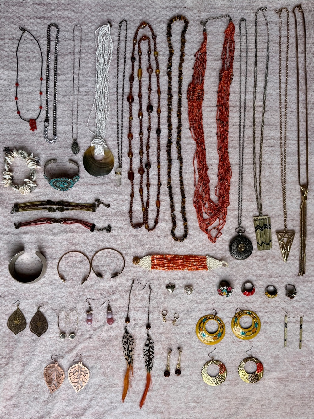 35 items of Mixed Jewelry Lot Good New Old Shiny Tarnished Parts